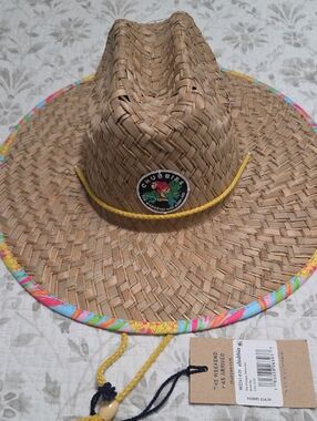 chubbies Natural Straw Sun Hat with Multicolor Trim